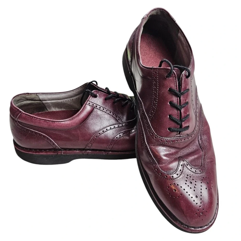Rockport Dressports Leather Oxford Loafers Mens 9‎ M Burgundy Red Vibram Soles